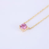 Natural Pink Sapphire Necklace – Solid 18k Gold Solitaire Pendant – Dainty September Birthstone Jewelry – Meaningful Christmas Gift