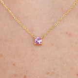 Natural Pink Sapphire Necklace – Solid 18k Gold Solitaire Pendant – Dainty September Birthstone Jewelry – Meaningful Christmas Gift
