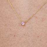 Natural Pink Sapphire Necklace – Solid 18k Gold Solitaire Pendant – Dainty September Birthstone Jewelry – Meaningful Christmas Gift