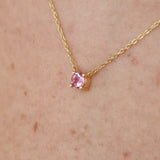 Natural Pink Sapphire Necklace – Solid 18k Gold Solitaire Pendant – Dainty September Birthstone Jewelry – Meaningful Christmas Gift