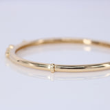 Scattered Diamond Gold Bangle – Solid 18k Minimalist Cluster Bracelet – Dainty Fine Jewelry Gift