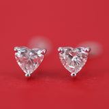 Heart Lab Diamond Stud Earrings – Minimalist Solid 18k Gold – Dainty Heart Diamond Valentine Gift