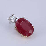 Natural Ruby Diamond Drop Earrings - Large Oval Mozambique Ruby - Solid 18k Gold Statement Earrings