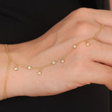 Dainty Diamond Hand Chain Bracelet – Natural Diamond Bezel Finger Bracelet – Solid 18k Gold Dangle Hand Jewelry