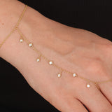 Dainty Diamond Hand Chain Bracelet – Natural Diamond Bezel Finger Bracelet – Solid 18k Gold Dangle Hand Jewelry