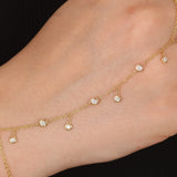 Dainty Diamond Hand Chain Bracelet – Natural Diamond Bezel Finger Bracelet – Solid 18k Gold Dangle Hand Jewelry