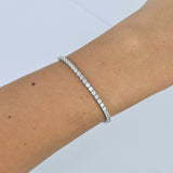 Natural Diamond Tennis Bracelet – 3mm Minimalist 18k Gold Bridal Jewelry