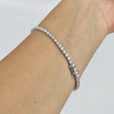 Natural Diamond Tennis Bracelet – 3mm Minimalist 18k Gold Bridal Jewelry