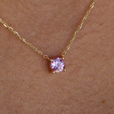 Natural Pink Sapphire Necklace in Solid 18K Gold | Pink Sapphire Solitaire Pendant | September Birthstone Necklace | Dainty Gift for Her