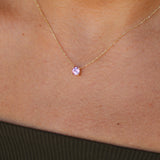 Natural Pink Sapphire Necklace in Solid 18K Gold | Pink Sapphire Solitaire Pendant | September Birthstone Necklace | Dainty Gift for Her