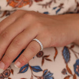 Natural Diamond Wedding Band - 3.4 MM Solid 18K Eternity Ring - Luxury Anniversary or Bridal Gift