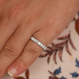 Natural Diamond Wedding Band - 3.4 MM Solid 18K Eternity Ring - Luxury Anniversary or Bridal Gift