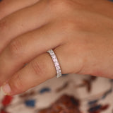 Natural Diamond Wedding Band - 3.4 MM Solid 18K Eternity Ring - Luxury Anniversary or Bridal Gift