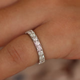 Natural Diamond Wedding Band - 3.4 MM Solid 18K Eternity Ring - Luxury Anniversary or Bridal Gift
