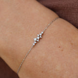 Diamond Cluster Bracelet – Dainty 18K Gold Constellation Bracelet – Solid Gold Stacking Bracelet – April Birthstone Jewelry