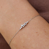 Diamond Cluster Bracelet – Dainty 18K Gold Constellation Bracelet – Solid Gold Stacking Bracelet – April Birthstone Jewelry