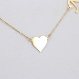 Personalized Double Name Necklace – Custom Solid 18K Gold Name Jewelry – Heart Charm Layered Necklace