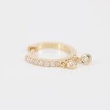 Double Charm Diamond Hoop Earrings – Dangling Diamond Charm Huggies – Dainty Bridal & Wedding Jewelry