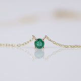Colombian Emerald Gold Necklace – Dainty 3.3 mm May Birthstone Pendant – Minimalist Solid 18K Fine Jewelry