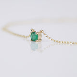 Colombian Emerald Gold Necklace – Dainty 3.3 mm May Birthstone Pendant – Minimalist Solid 18K Fine Jewelry