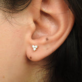 Large Diamond Trio Stud Earrings – Minimalist Cluster of Genuine Diamonds