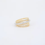 Unique Interlocking Diamond Wedding Ring Set – Multi Braided Gold Bands