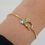 Solid Gold Knot Bangle – Personalized Birthstone & Engraving Charms