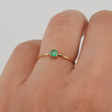 Minimalist Genuine Colombian Emerald Engagement Ring – Simple Dainty May Birthstone Promise Ring