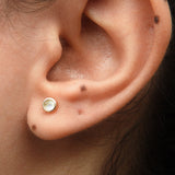 Moonstone Bezel Stud Earrings - June Birthstone Vintage Jewelry