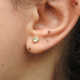 Moonstone Bezel Stud Earrings - June Birthstone Vintage Jewelry