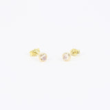 Moonstone Bezel Stud Earrings - June Birthstone Vintage Jewelry