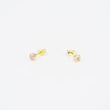 Moonstone Bezel Stud Earrings - June Birthstone Vintage Jewelry