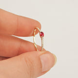 Dainty Oval Natural Ruby and Diamond Engagement Ring – Small Genuine July & April Dual Birthstone Ring – Simple Gold Ruby Stacking Ring