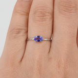 Simple Oval Tanzanite Engagement Ring – Natural Solid 18k Gold Tanzanite Ring – Minimal December Birthstone Jewelry