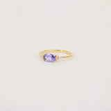 Oval Tanzanite Engagement Ring – Natural Tanzanite and Cluster of Diamond Ring – Solid Gold December and April Birthstone Ring