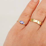 Oval Tanzanite Engagement Ring – Natural Tanzanite and Cluster of Diamond Ring – Solid Gold December and April Birthstone Ring