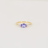 Oval Tanzanite Engagement Ring – Natural Tanzanite and Cluster of Diamond Ring – Solid Gold December and April Birthstone Ring