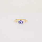 Oval Tanzanite Engagement Ring – Natural Tanzanite and Cluster of Diamond Ring – Solid Gold December and April Birthstone Ring