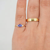 Oval Tanzanite Engagement Ring – Natural Tanzanite and Cluster of Diamond Ring – Solid Gold December and April Birthstone Ring