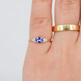 Oval Tanzanite Engagement Ring – Natural Tanzanite and Cluster of Diamond Ring – Solid Gold December and April Birthstone Ring