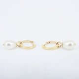 Baroque Pearl Hoop Earrings - Vintage Dangling Huggies