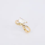 Unique Pear Cut Diamond Engagement Ring - Curved Wavy Solitaire Diamond Ring - GIA Certified Bridal Jewelry