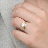 Unique Pear Cut Diamond Engagement Ring - Curved Wavy Solitaire Diamond Ring - GIA Certified Bridal Jewelry