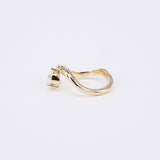 Unique Pear Cut Diamond Engagement Ring - Curved Wavy Solitaire Diamond Ring - GIA Certified Bridal Jewelry