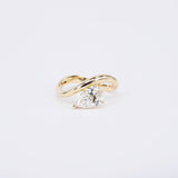 Unique Pear Cut Diamond Engagement Ring - Curved Wavy Solitaire Diamond Ring - GIA Certified Bridal Jewelry