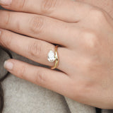 Unique Pear Cut Diamond Engagement Ring - Curved Wavy Solitaire Diamond Ring - GIA Certified Bridal Jewelry