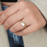 Unique Pear Cut Diamond Engagement Ring - Curved Wavy Solitaire Diamond Ring - GIA Certified Bridal Jewelry