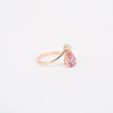 Pear-Shaped Pink Sapphire Chevron Engagement Ring