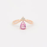 Pear-Shaped Pink Sapphire Chevron Engagement Ring
