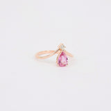 Pear-Shaped Pink Sapphire Chevron Engagement Ring